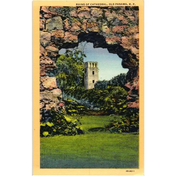 American Vintage Other - RUINS OF CATHEDRAL, OLD PANAMA. R. P. Republic Of Panama Postcard